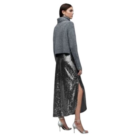 All Saints Opal Sparkle Sequins Midi Side Slit Skirt Small - Picture 2 of 8